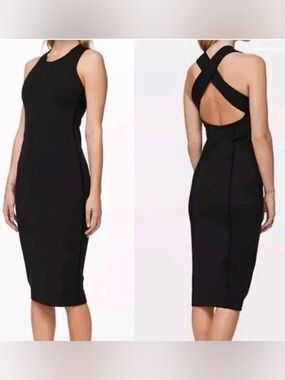 lululemon athletica Black Cross-Back Midi Sheath Dress